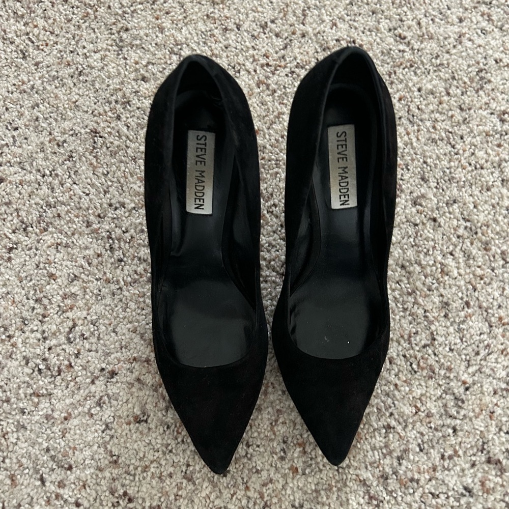 Black suede pumps